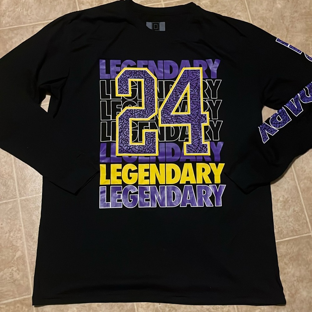 OG hustle 24 Kobe Bryant Lengendary long sleeve black T shirt